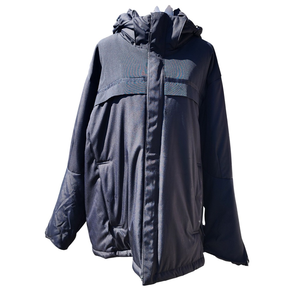 Calvin Klein Mens Black Hooded Utility Jacket Full Zip Lined Size XL